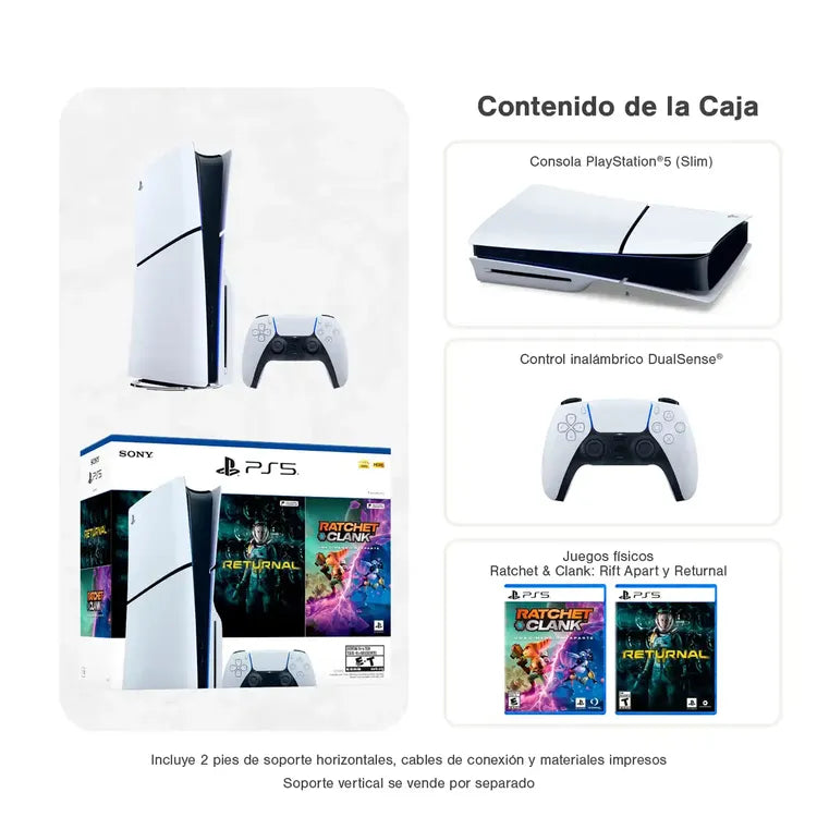 Consola PS5 Estándar 1TB Slim Bundle  Returnal + Ratchet & Clank: Rift Apart