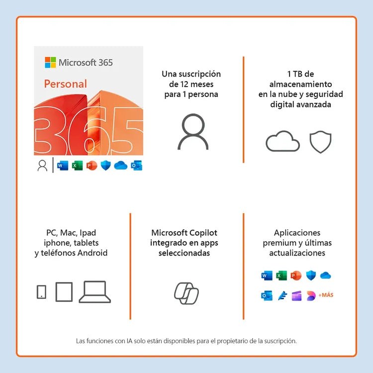 Pin Microsoft Office 365 Personal 12 meses / 1 usuario Tarjeta de regalo 