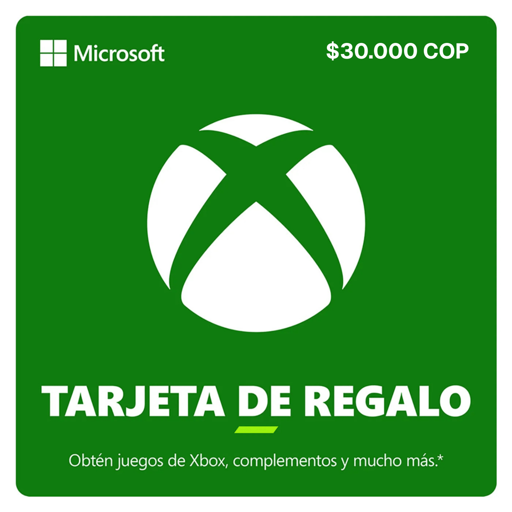 Pin Virtual XBOX $30.000 COP Tarjeta de regalo 799366421757