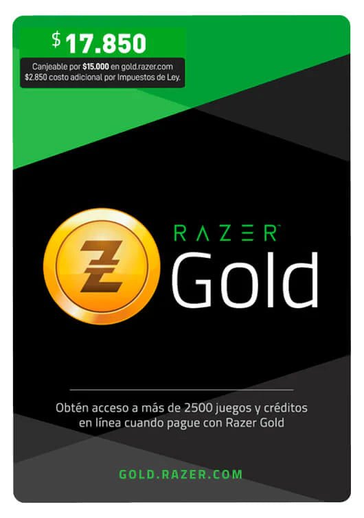 Tarjeta Razer GOLD 17.850 Tarjeta de regalo 799366575979