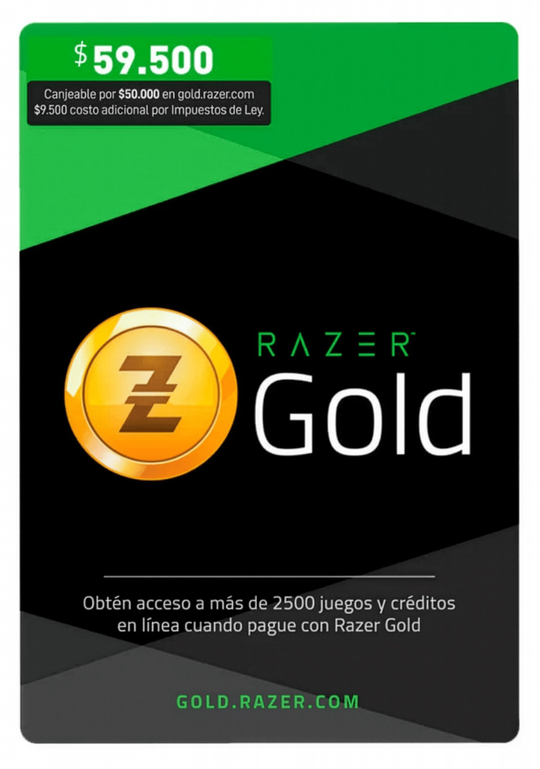 Tarjeta Razer GOLD 59.500 Tarjeta de regalo 799366576266